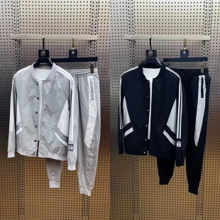 春夏男士新款撞色休闲运动套装男青年舒适棒球服小脚裤两件套T181