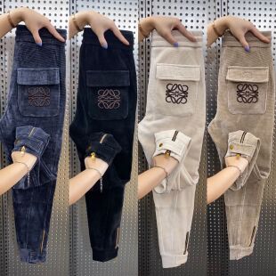 拉链小脚裤 雪尼尔哈伦裤 休闲裤 男刺绣长裤 子男2125 男士 百搭裤 春季
