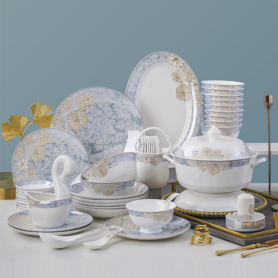 2025新款碗碟套装家用景德镇轻奢中式陶瓷碗筷盘骨瓷餐具乔迁礼盒