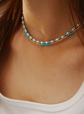 ZJ珠宝18k金美松珍珠镭射珠迷你项链ins甜美高级百搭颈饰