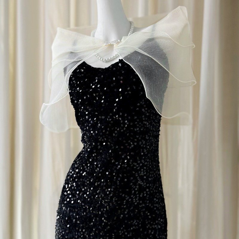 网纱婚纱新娘披肩配晚礼服外搭吊带裙遮手臂一字肩薄款夏季宴会女