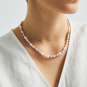 彩色珍珠长项链女锁骨串珠颈链原创轻奢爆款 EWEST 新款 秋冬高级感