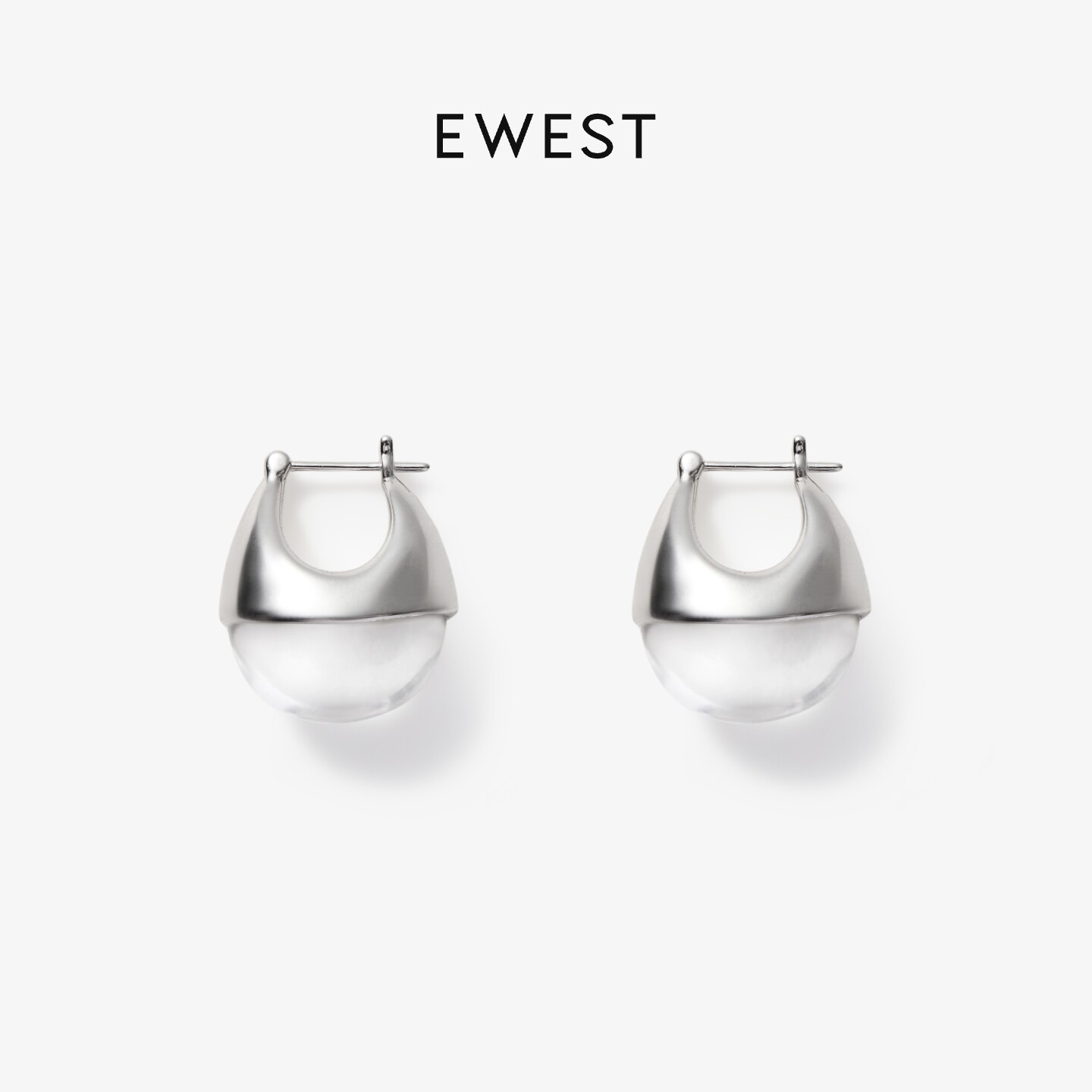 EWEST 新款时序露珠水晶耳环女耳钉轻奢女小众简约耳圈高级耳饰