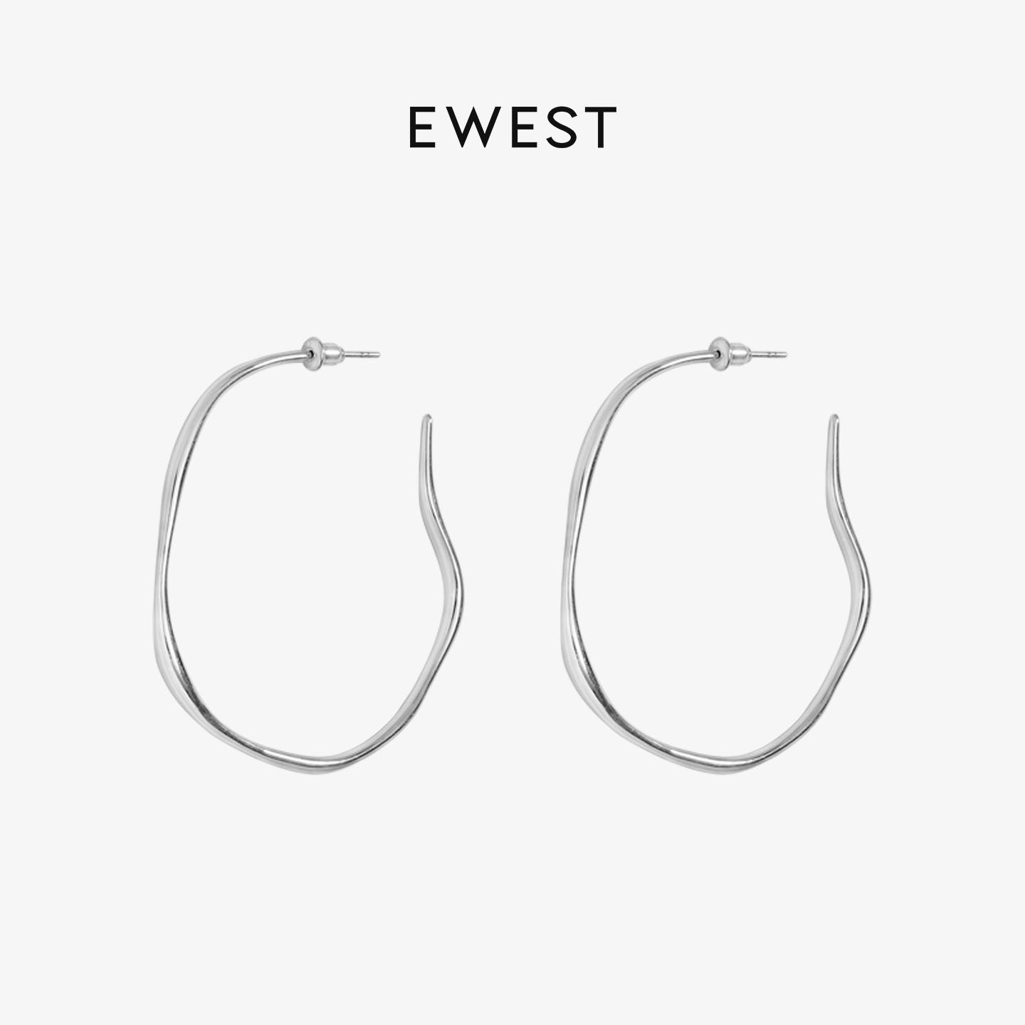 EWEST 圈圈耳饰银大耳圈耳环女耳钉耳坠素圈轻奢耳圈大耳环银饰