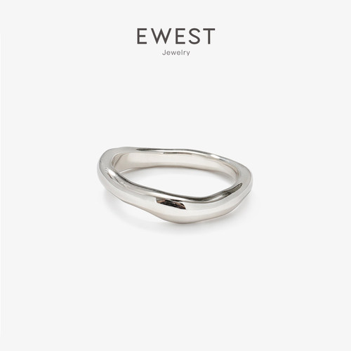 EWEST 设计感纯银戒指女小众小指中指简约素圈食指戒高级轻奢尾戒