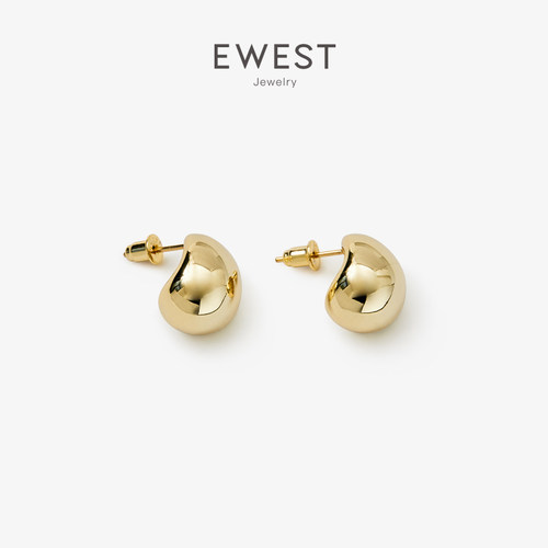 EWEST小众设计银镀金耳钉女耳饰
