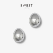 EWEST 蛋形素面蛋壳耳钉女小众耳环设计感耳饰高级简约水滴银耳坠