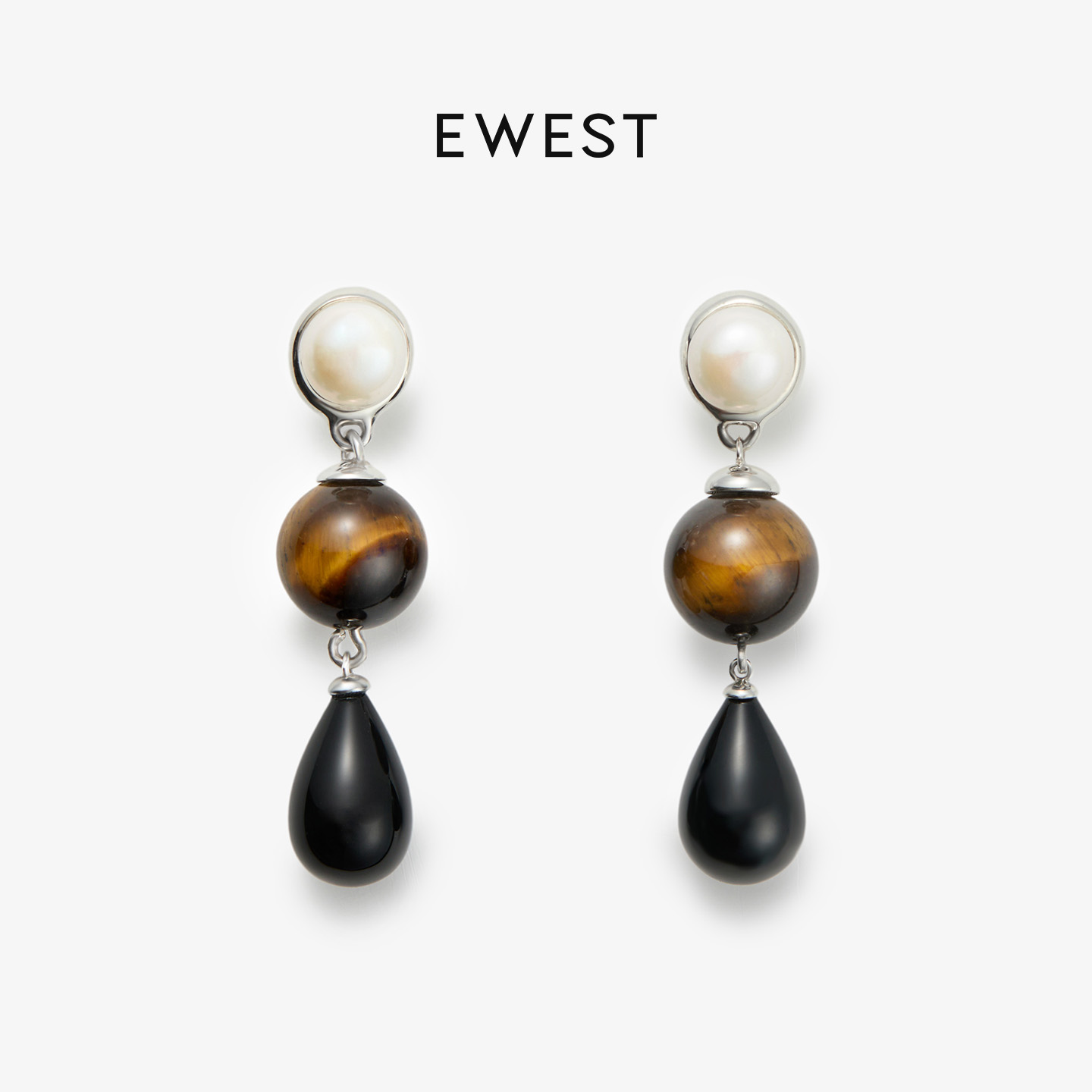 ewest 珍珠撞色耳环女时尚耳饰原创高级感小众轻奢耳钉百搭耳坠