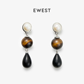 EWEST 珍珠撞色耳环女时尚 耳饰原创高级感小众轻奢耳钉百搭耳坠