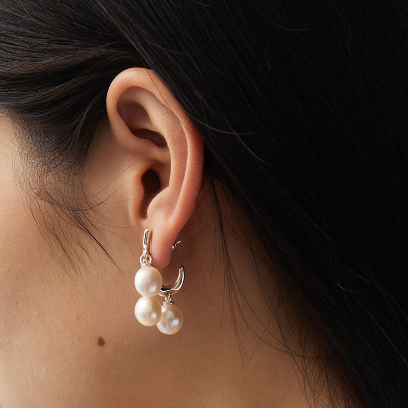 ewest 新款耳饰巴洛克珍珠耳环女小葡萄多珠纯银时尚耳钉高级耳坠