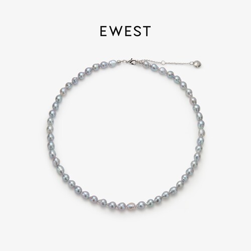 EWEST 新品巴洛克灰珍珠项链串珠女款轻奢小众配饰高级颈链锁骨链