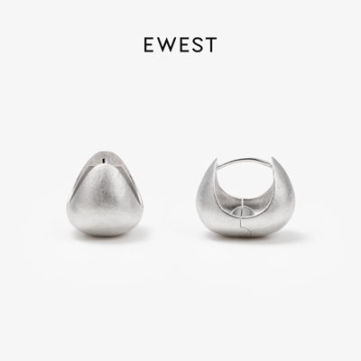 EWEST 素面哑光耳扣耳钉耳饰女士拉丝银色耳环气质独特高级感小众