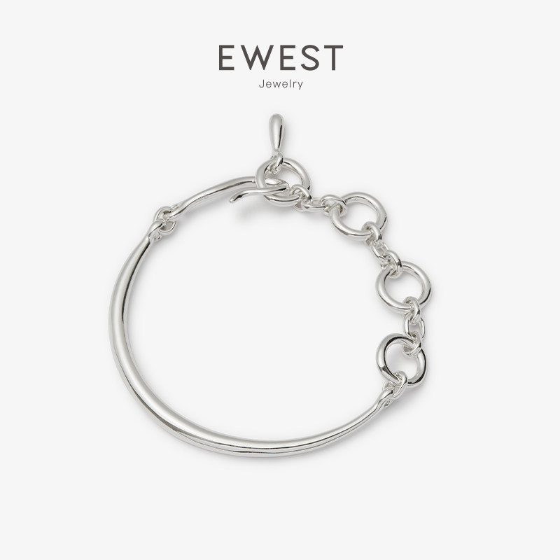 EWEST艺未2023新款小众925银拼接手镯女设计感手链大气高级感首饰