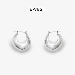 ewest 女耳饰高级百搭秋冬轻奢耳坠 FLOW素银泡泡耳环设计感新款