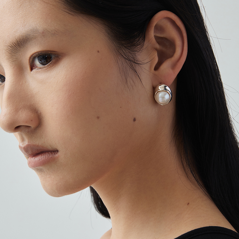 ewest新款爆款巴洛克珍珠耳钉女银高级设计耳环简约饰品轻奢耳饰