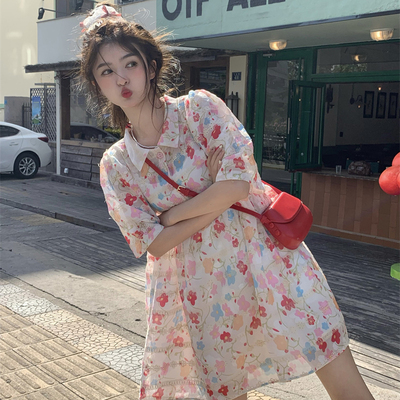 大码女装胖妹妹镂空短袖连衣裙女