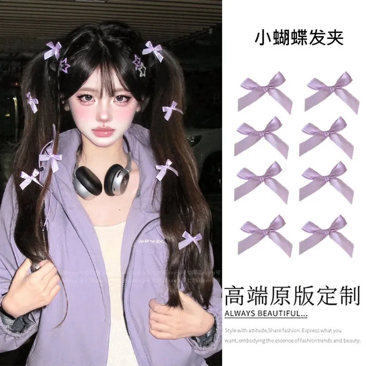 紫色蝴蝶结发夹法式芭蕾女