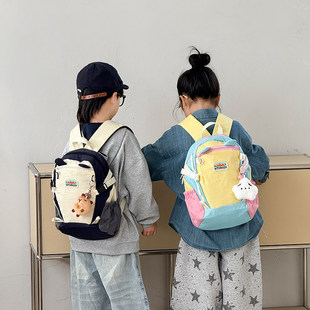 洋气新款韩系撞色玩偶幼儿园书包卡通可爱男女童轻便双肩包潮背包