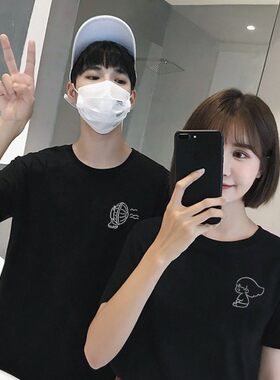 祺浪漫男女情侣装夏季韩版小风扇吹女孩百搭短袖T恤网红ins超火