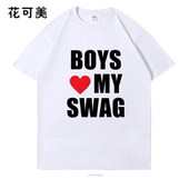 美式 印花 GIRLS标语爱心个性 嘻哈短袖 T恤男女宽松情侣潮牌BOYS