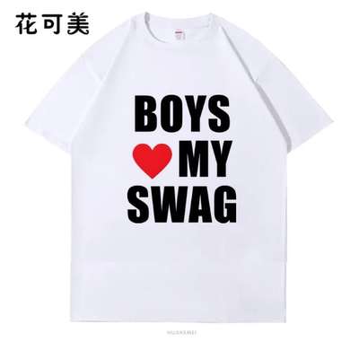 美式嘻哈宽松情侣印花男短袖T恤