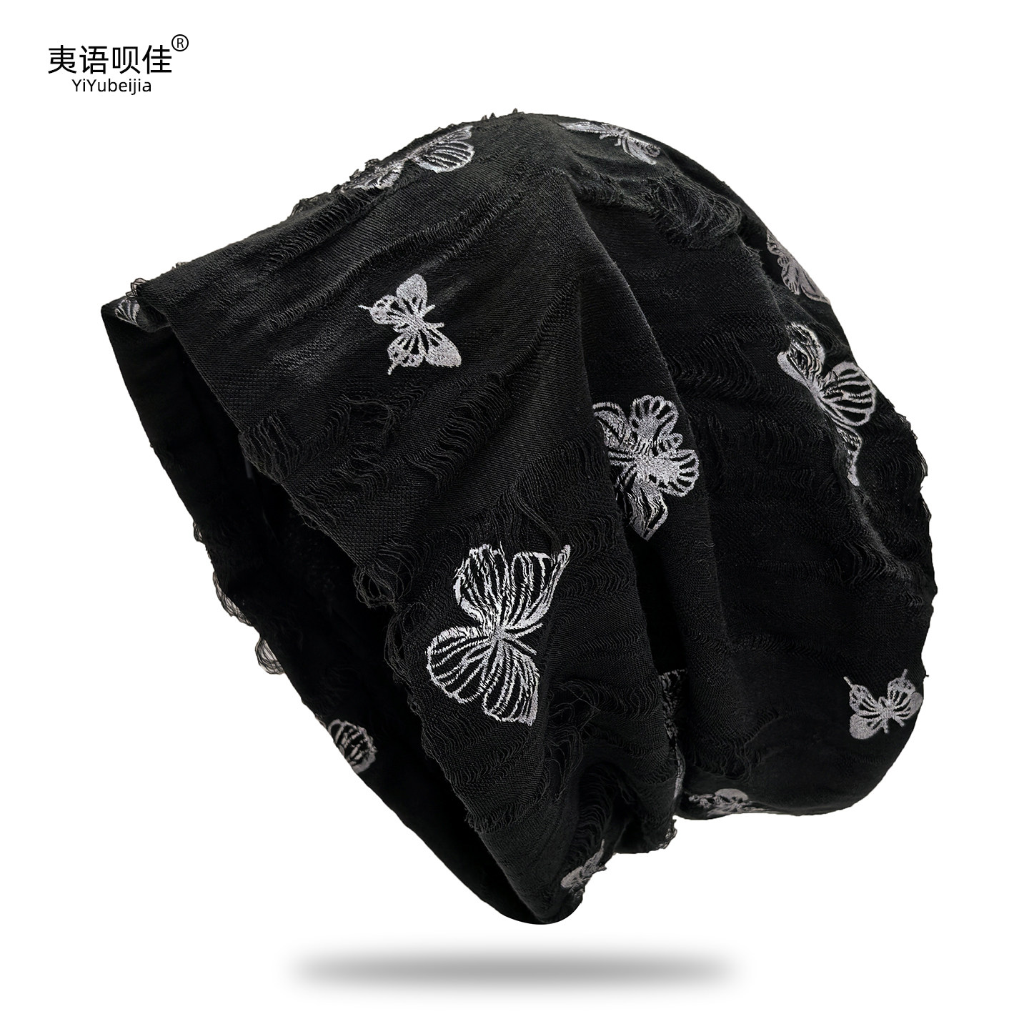 四季薄款包头帽女士套头帽蝴蝶印花头巾帽夏季空调帽无压感月子帽