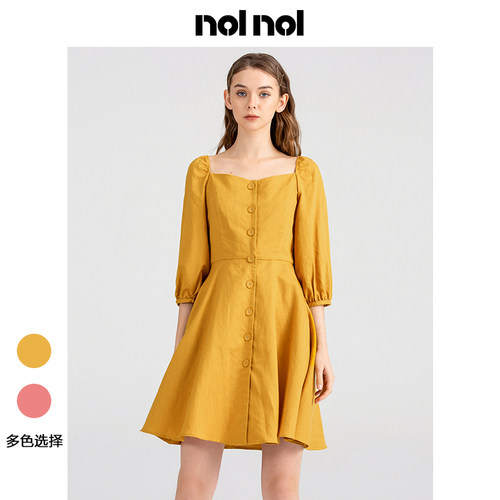 nolnol法式气质小个子修身连衣裙