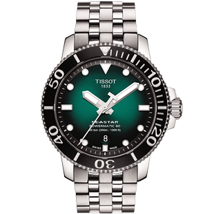 Tissot天梭海星男士 机械运动男表夜光潜水手表T120.407.11.041.01