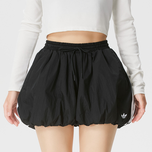 Adidas三叶草女裤 时尚舒百搭适条纹透气灯笼休闲运动短裤 KY5067