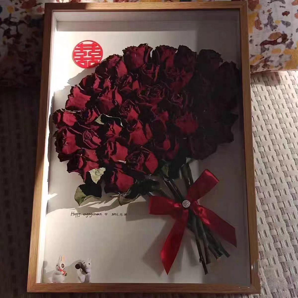 永生花相框玫瑰干花摆件