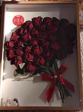 永生花相框玫瑰干花摆件