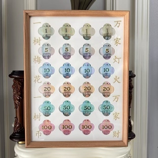 手工创意高级简约风相框有钱花钞票摆件纪念展示相框