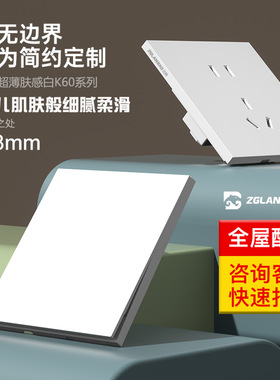一位单双控暗装86型超薄插座面板大无边框家用墙壁开关K60肤感白
