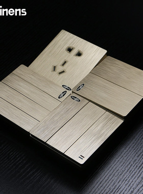 西龙一开二开三开四开五孔单双多控面板开关插座V6拉丝金