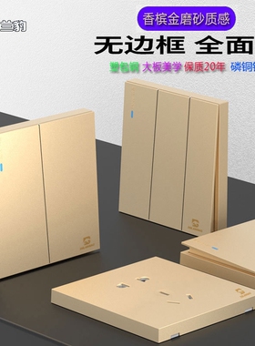 家用空调16A五孔usb插座86暗装一开单双控墙壁开关面板L6香槟金色