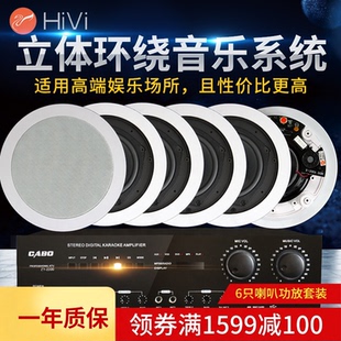 惠威VX5 定阻同轴吸顶喇叭天花吊顶音响嵌入式 音箱蓝牙功放套装