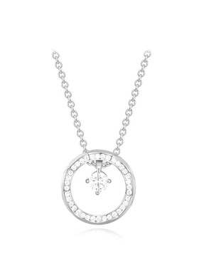 法式轻奢高级感菱格纹镶钻圆钻项链圆圈吊坠气质简约ins风锁骨链