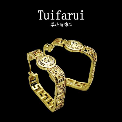 中古vintage复古美杜莎人像钱币高级感精致气质耳饰耳钉