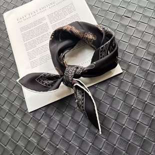 花豹小方巾！高档精品双面异色桑蚕丝斜纹手工卷边装饰女春秋