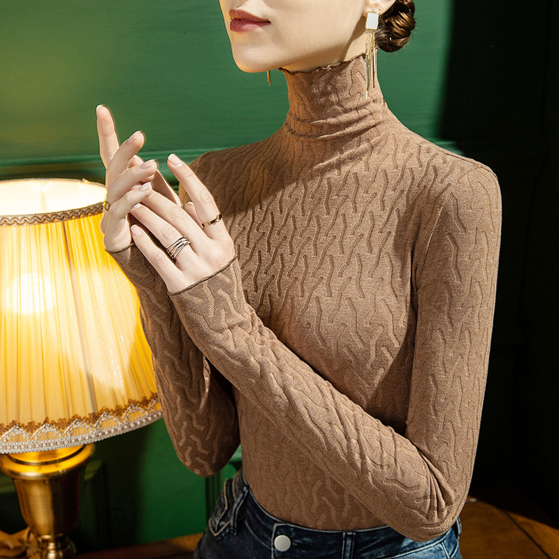 针织打底衫洋气纯色高领