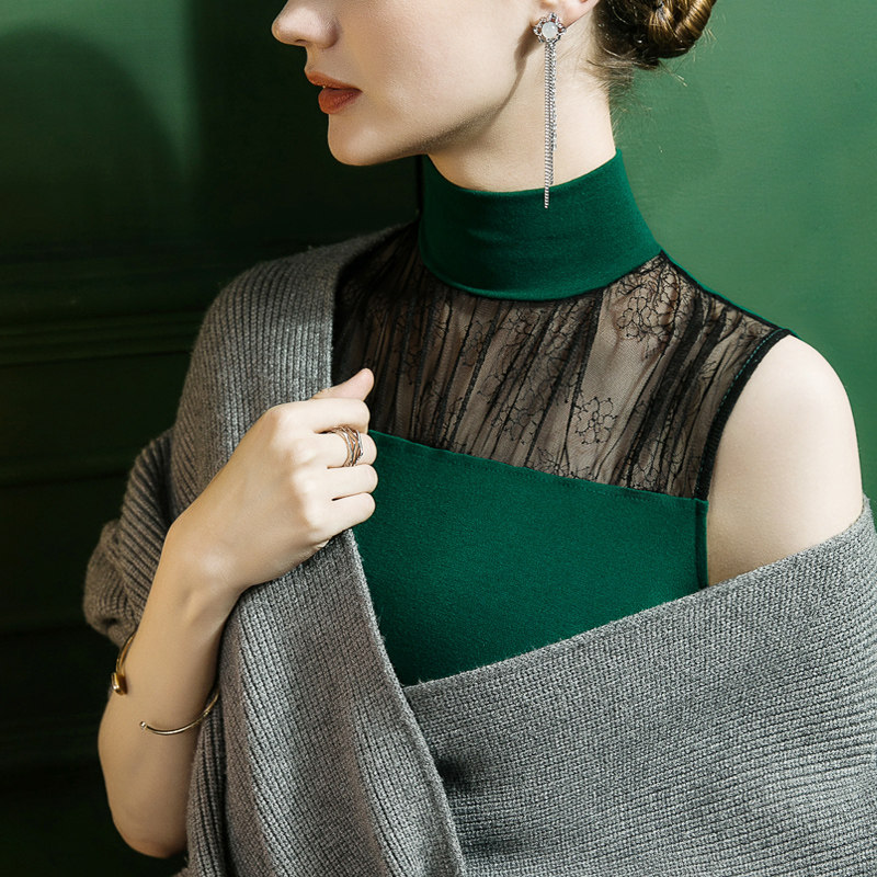 秋季高领磨毛打底衫女无袖修身内搭蕾丝拼接洋气性感拼接背心2025,女装/女士精品,背心吊带,淘宝优惠券,粉丝福利购,淘宝优惠卷