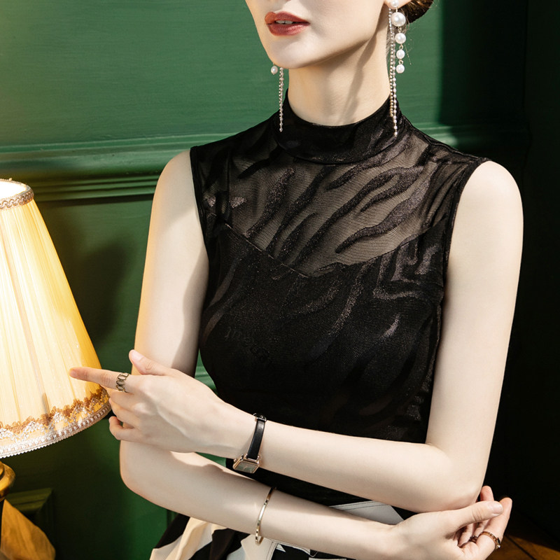 2025秋季新款半高领蕾丝打底衫女无袖修身印花条纹女装纯色背心,女装/女士精品,背心吊带,淘宝优惠券,粉丝福利购,淘宝优惠卷