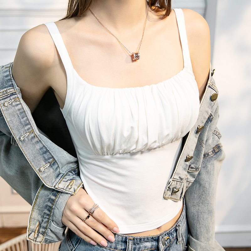 2021夏季莫代尔吊带背心抽褶