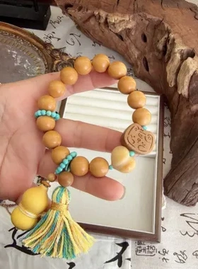 文玩原创diy手作猴头光珠手串 搭配牙果爱心手链手串