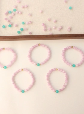 紫锂辉天河石手串显白 紫色串珠手链 原创设计