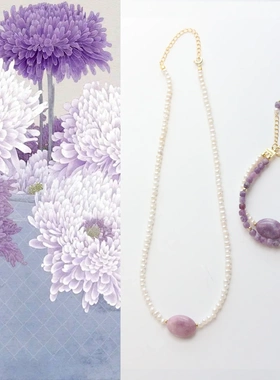 小众轻奢复古天然石天然紫水晶串珠项链女锁骨链颈链礼物