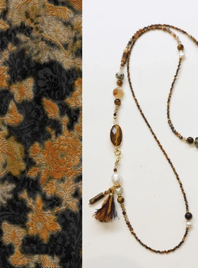 新中式国风加长毛衣链项链天然虎眼石流苏淡水珍珠黄塔晶70cm