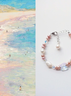 系列巴洛克淡水珍珠手链施华洛水晶蝴蝶闪亮可调节手环