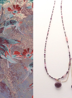 国潮原创手作紫色细锁骨链流苏吊坠项链气质女生百搭小众饰品