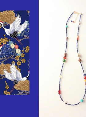 天然彩石中式国风项链毛衣链多宝复古民族风手串热卖爆款